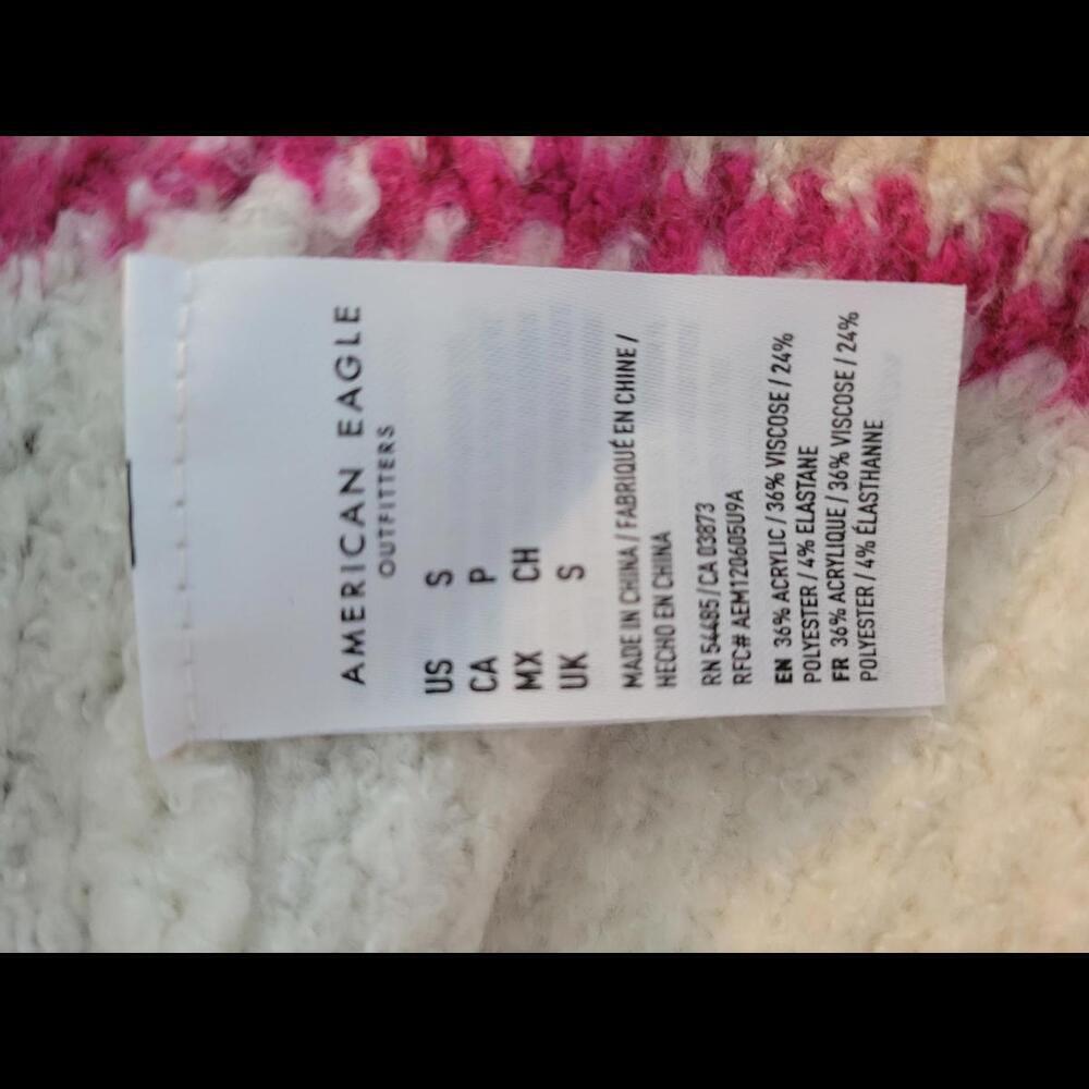 American Eagle Outfitters Beige, White & Pink Striped Crewneck Sweater - Picture 5 of 6